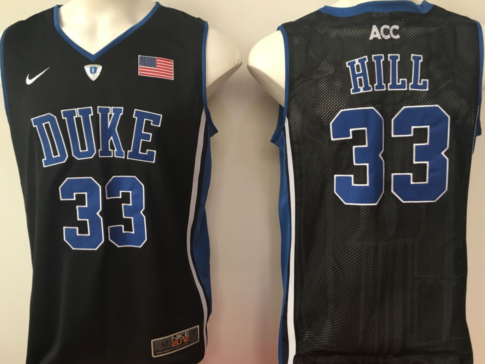 NCAA Men Duke Blue Devils Black #33 hill->->NCAA Jersey
